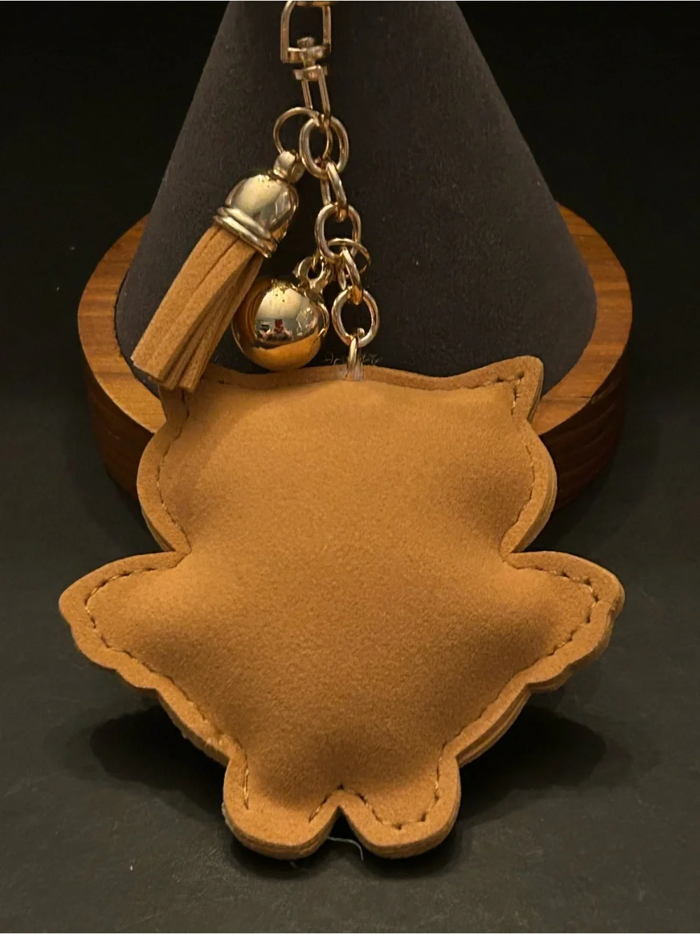 Gold Crystal Owl Bag Charm Keychain Key & Card Holder with Tassel & Clasps